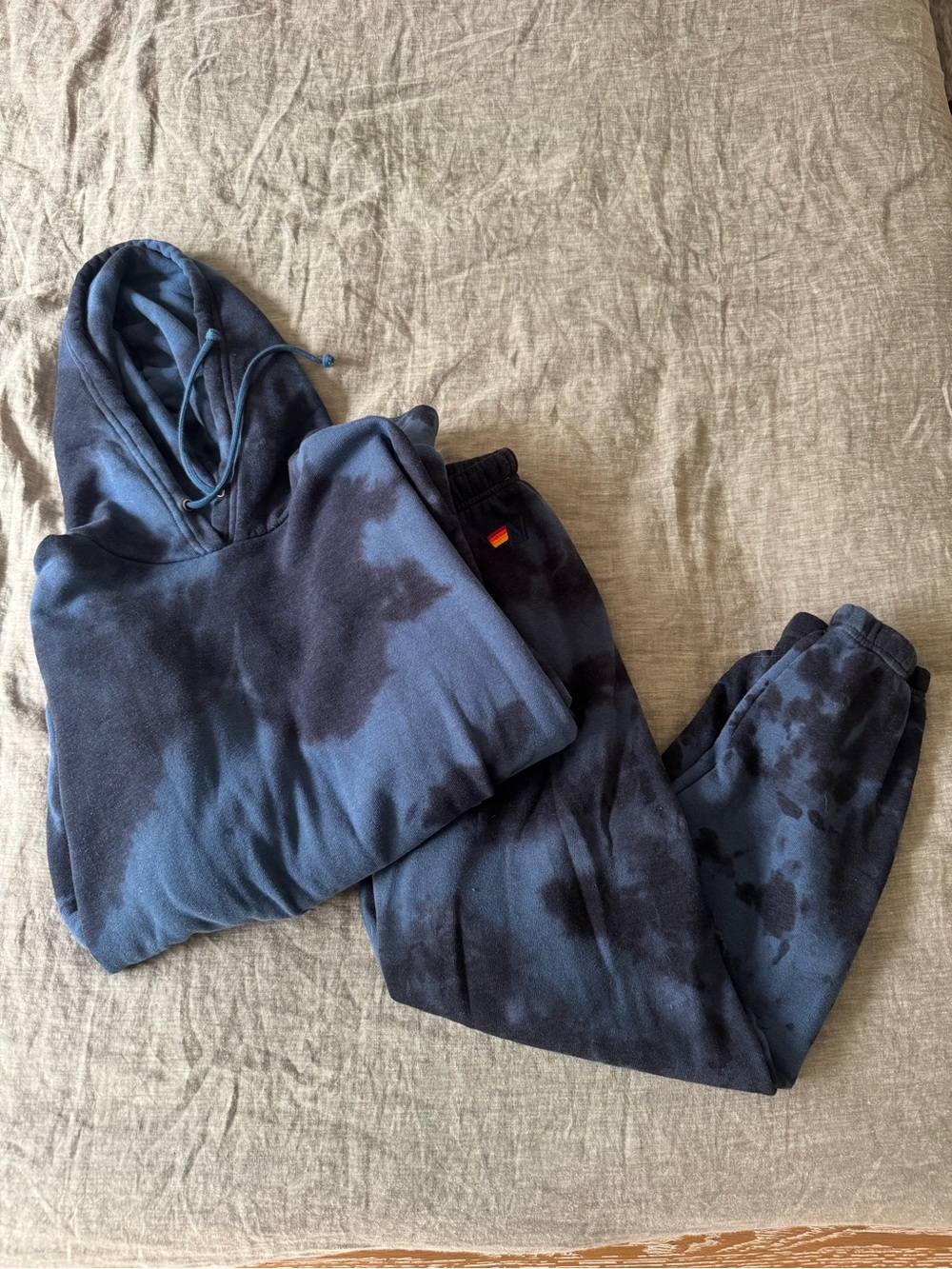 Aviator Nation Navy Blue Tie-Dye Hoodie & Jogger Lounge Set